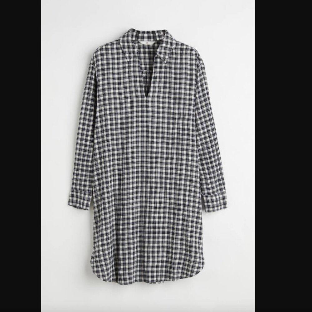 H&M Collared Dress - black checked - XS